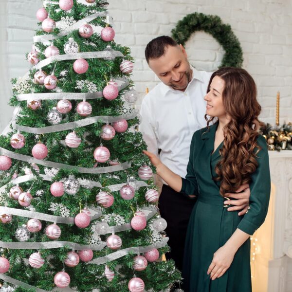 Christmas Tree Ornaments Pink: Christmas Decorations Shatterproof Xmas Balls 4