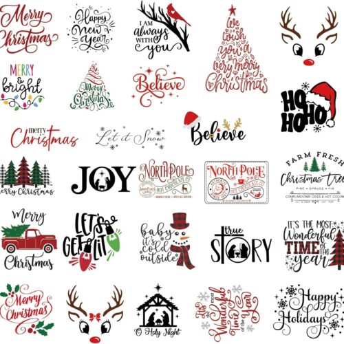 81J+Ph4KC6L._AC_SL1500_ 27 Pieces Christmas Word Stickers for Crafts Vinyl Waterproof Christmas Decals