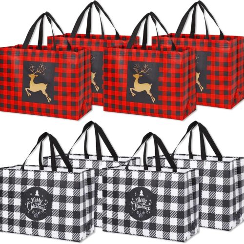 81LCZtePqsL._AC_SL1500_ 8 Pack Extra Large Christmas Gift Bags, Reusable Tote Bags with Handle