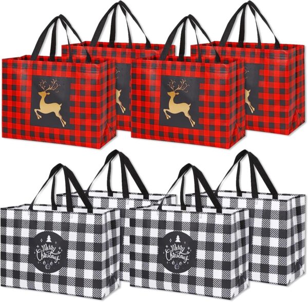 8 Pack Extra Large Christmas Gift Bags, Reusable Tote Bags with Handle 1
