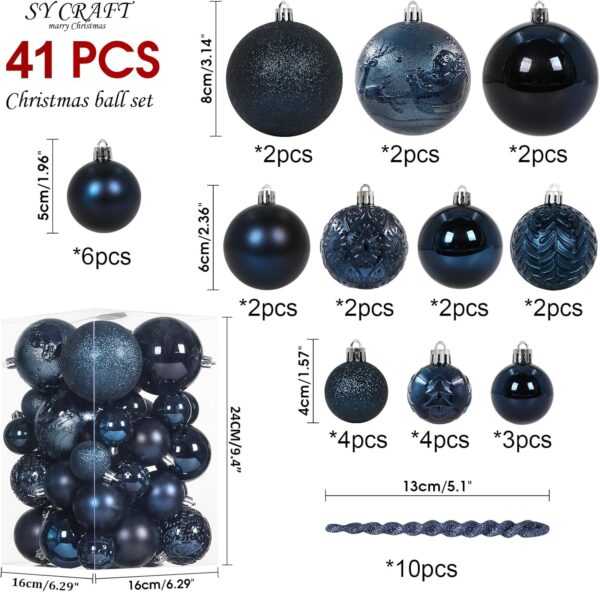 Christmas Ball Ornaments for Christmas Decorations - 41 Pieces Xmas Tree Blue 2