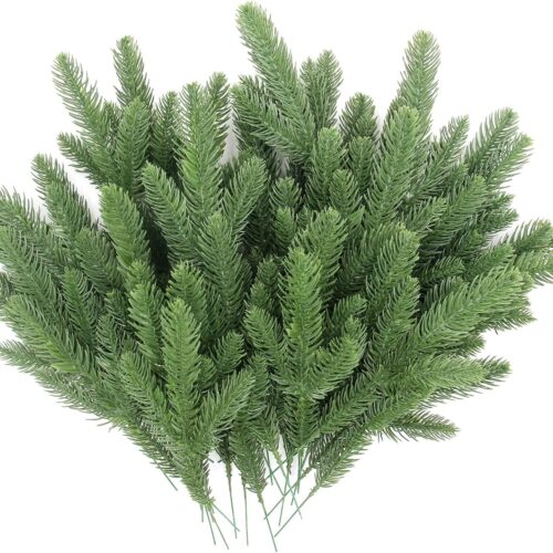 81LkXw+EchL._AC_SL1500_ 50 Pcs Artificial Pine Branches Green Plants Pine Needles DIY