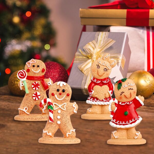 4PCS Gingerbread Man Figurines, Christmas Gingerbread Man Ornaments 5