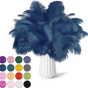 30pcs Navy Blue Ostrich Feathers Natural Bulk 8-10inch