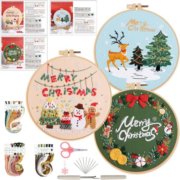 Christmas Embroidery Kit Beginners Adult Needlepoint Cross Stitch Kits 1