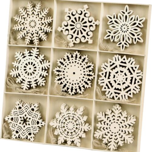 81SagpBc5OL._AC_SL1500_ Unfinished Wooden Snowflakes Ornaments, 36Pcs Christmas Tree Hanging Decoration