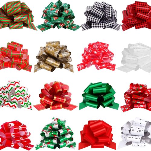 81TNHHi+7gL._AC_SL1500_ 16PCS Christmas Wrap Gifts Pull Bows, Large Ribbon Bows Wrapping Accessory