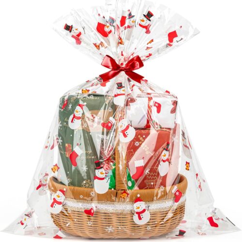 81VZohAVhwL._AC_SL1500_ Christmas Cellophane Gift Bags 10pcs Large Holiday Gift Wrap