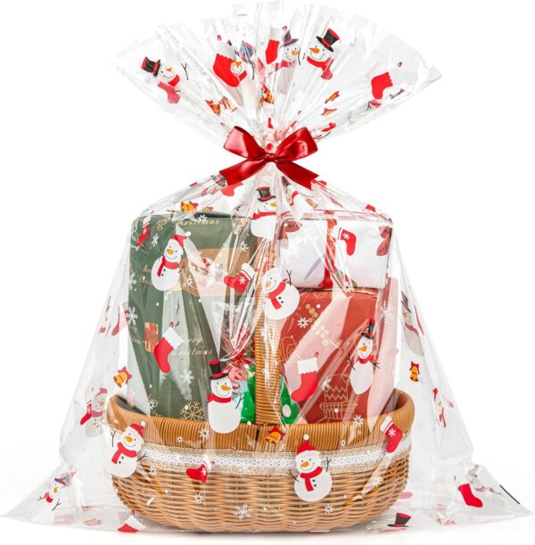 Christmas Cellophane Gift Bags 10pcs Large Holiday Gift Wrap 1