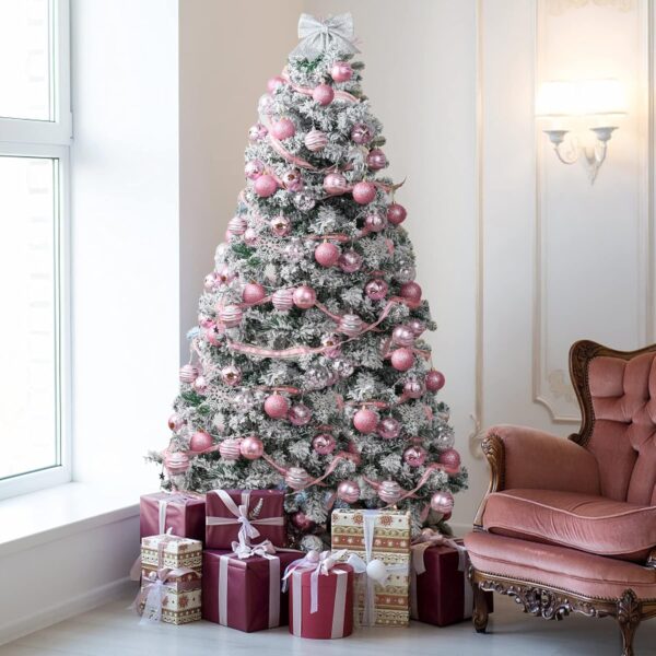 Christmas Tree Ornaments Pink: Christmas Decorations Shatterproof Xmas Balls 5