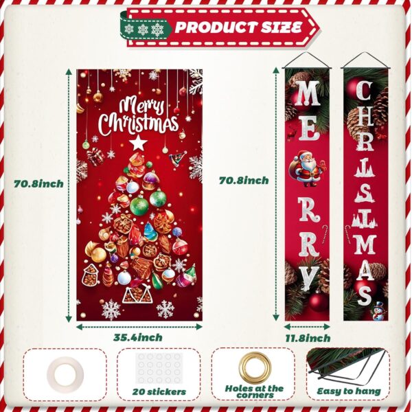 3Pcs Christmas Door Cover and Christmas Door Banners Set 2