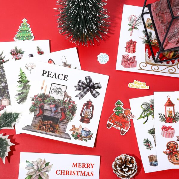 12 Sheets Christmas Rub on Transfers Classic Watercolor Santa Snowman Gnome 4