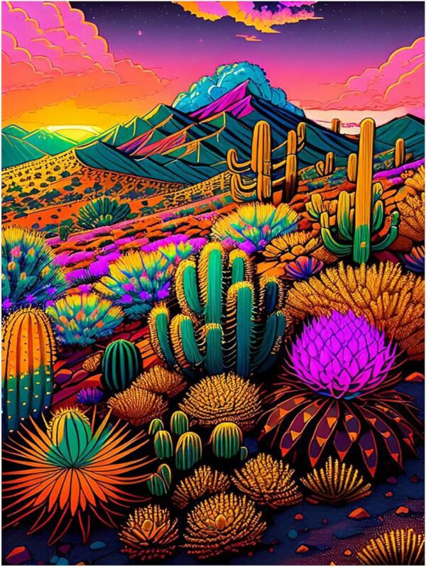 Mountain Cactus Flower Diamond Art Kits for Adults 1
