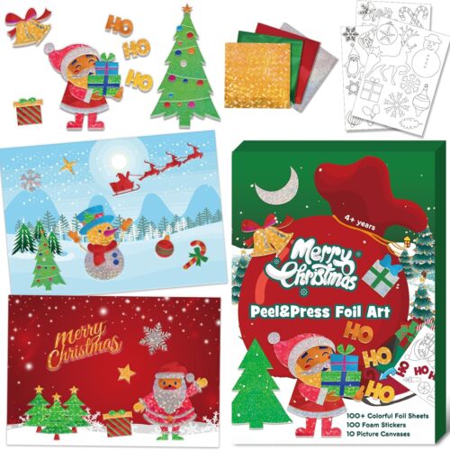 81awVvMumdL._AC_SL1500_ Christmas Craft for Kids,Christmas Fun Foil Art Kit Ages 4 to 8