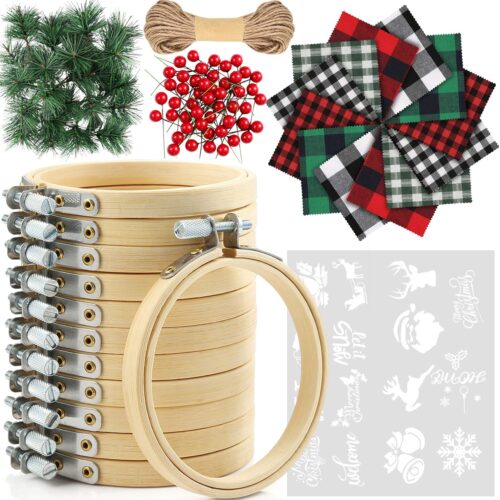 81c5FsfVhkL._AC_SL1500_ 12 Set Christmas Ornament Kit Include 12Pcs 3 Inch Embroidery Hoop
