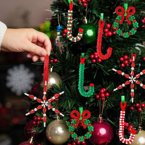 Christmas Crafts for Kids Adults,30 Sets Christmas Beaded Ornament Kit 2