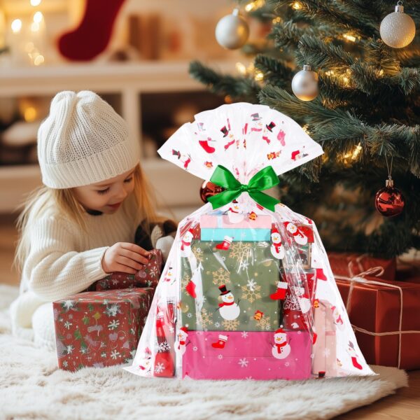 Christmas Cellophane Gift Bags 10pcs Large Holiday Gift Wrap 4
