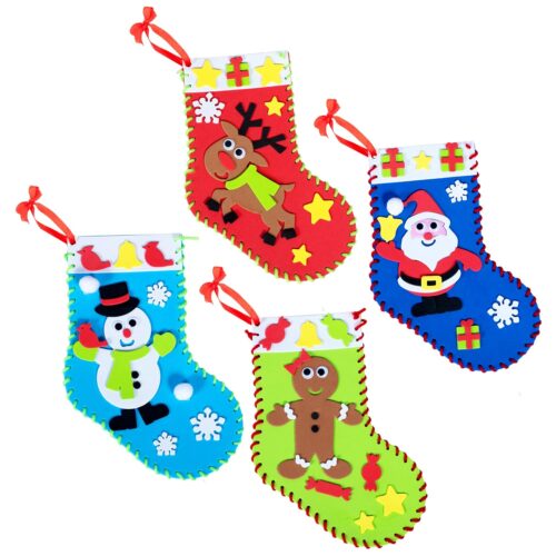 Christmas Crafts - Create Your Own Christmas Stockings - Foam - Set of 4