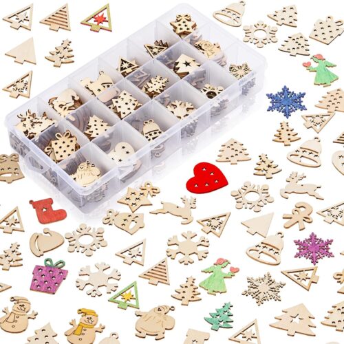 81hb4bxP1JL._AC_SL1500_ 300 Pieces Unfinished Mini Wooden Christmas Ornaments DIY