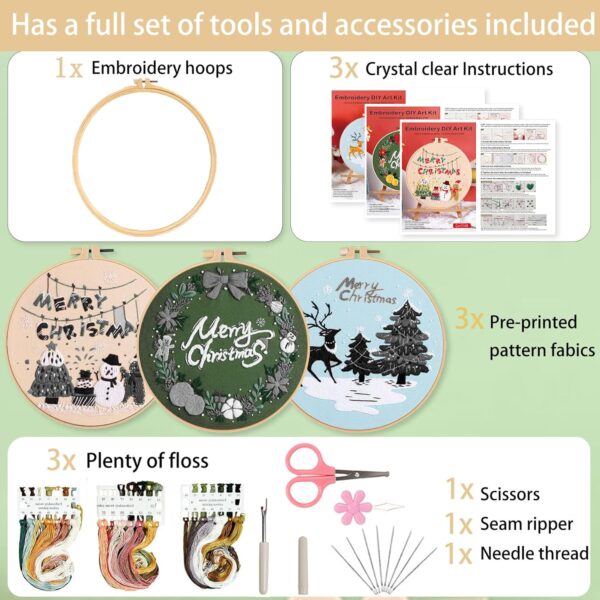 Christmas Embroidery Kit Beginners Adult Needlepoint Cross Stitch Kits 4