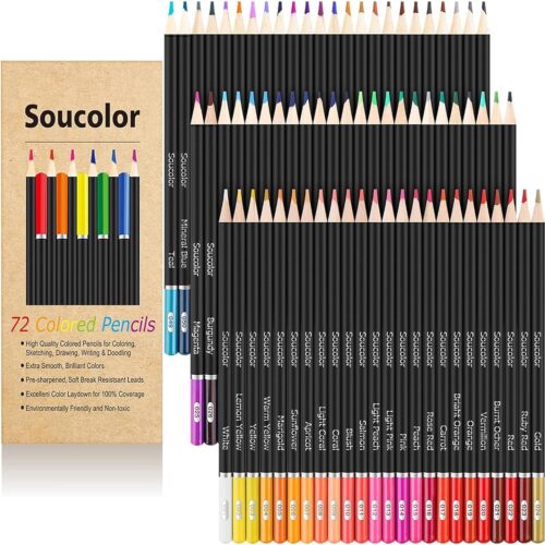 81mbDWmT1NL._AC_SL1500_ 72-Color Colored Pencils for Adult Coloring Books, Back to School Supplies