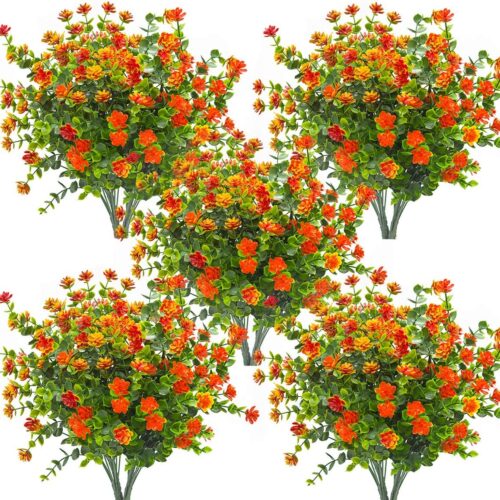 81oCfAF3lSL._AC_SL1200_ 10 Bundles Artificial Fake Flowers, Faux Outdoor Plastic Plants UV Resistant