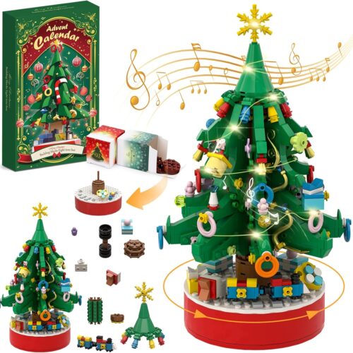 81okWmVC9lL._AC_SL1500_ Advent Calendar 2024 Christmas Tree Building Blocks Kit with LED Light & Music Box