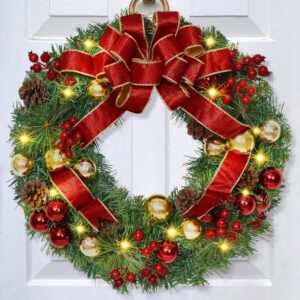 Christmas Decorations - Christmas Wreaths for Front Door with Bow, 16"
