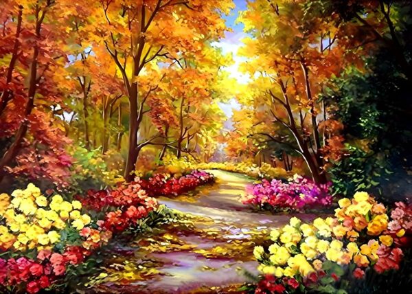 DIY 5D Full Square Diamond Art Painting Autumn Landscape Flower 1