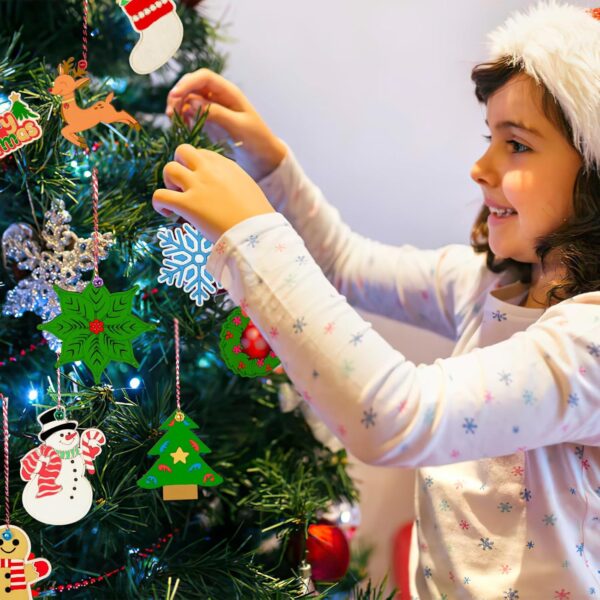 48Pcs Christmas Crafts for Kids Adults, DIY Wooden Christmas Ornaments 4