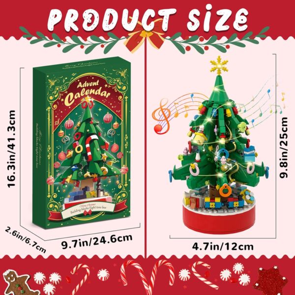 Advent Calendar 2024 Christmas Tree Building Blocks Kit with LED Light & Music Box 3