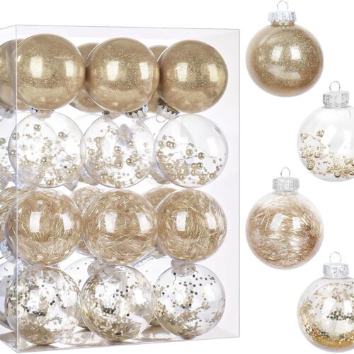 81vhBxzbqrL._AC_SL1500_ Champagne Christmas Ornaments Set, 24PCS 2.36"