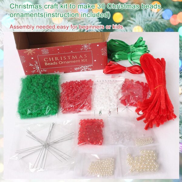 Christmas Crafts for Kids Adults,30 Sets Christmas Beaded Ornament Kit 5