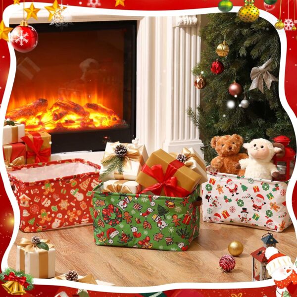 3 Pack Christmas Storage Bin Collapsible Large Christmas Storage Baskets 3