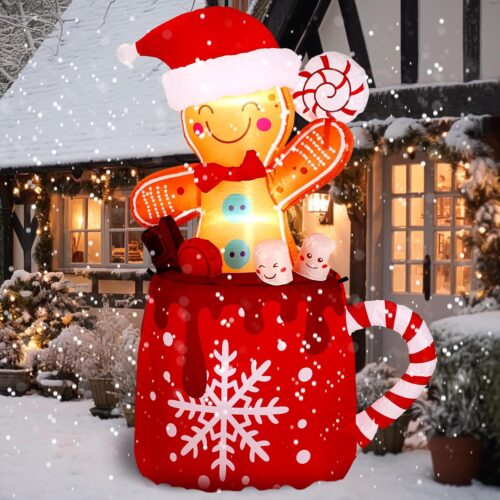 81yg89YgriL._AC_SL1500_ 6 FT Christmas Inflatables Gingerbread Inflatable Christmas Outdoor Decorations