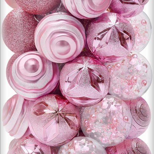 918hLUlz2hL._AC_SL1500_ Christmas Tree Ornaments Pink: Christmas Decorations Shatterproof Xmas Balls