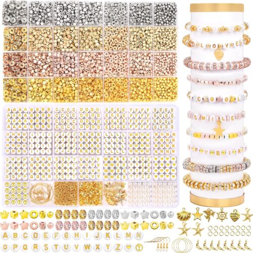 3200PCS Gold Spacer Beads Kit for Bracelet Making
