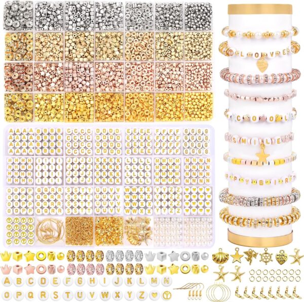 3200PCS Gold Spacer Beads Kit for Bracelet Making 1