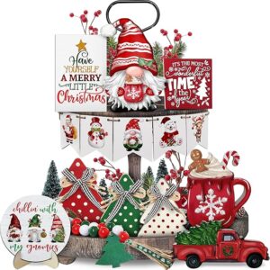 Christmas Tiered Tray Decoration Set Wooden Farmhouse Tray Decor