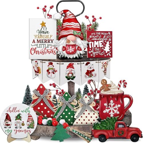 91EgeYrnNiL._AC_SX679_ Christmas Tiered Tray Decoration Set Wooden Farmhouse Tray Decor