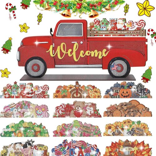 91Ep+FJOI0L._AC_SL1500_ 13 Pcs Interchangeable Diamond Painting Art Welcome Signs Truck