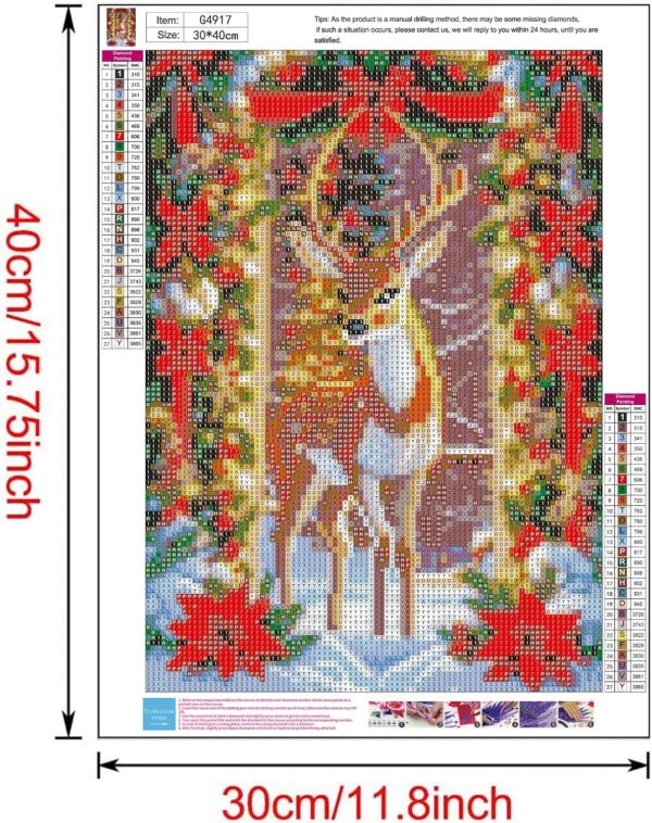 Christmas Diamond Art Kits,Deer Diamond Painting Kits for Adults Beginner 2