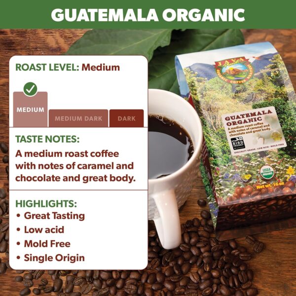 Low Acid Coffee, Organic Guatemala Single Origin: Whole Bean Medium Roast 4