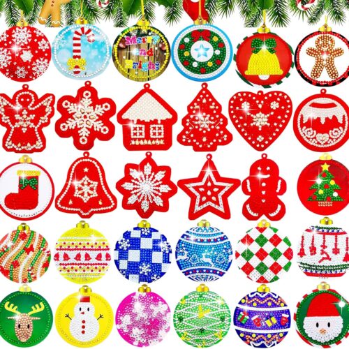 Diamond Art Painting Christmas Pendant, 30pcs