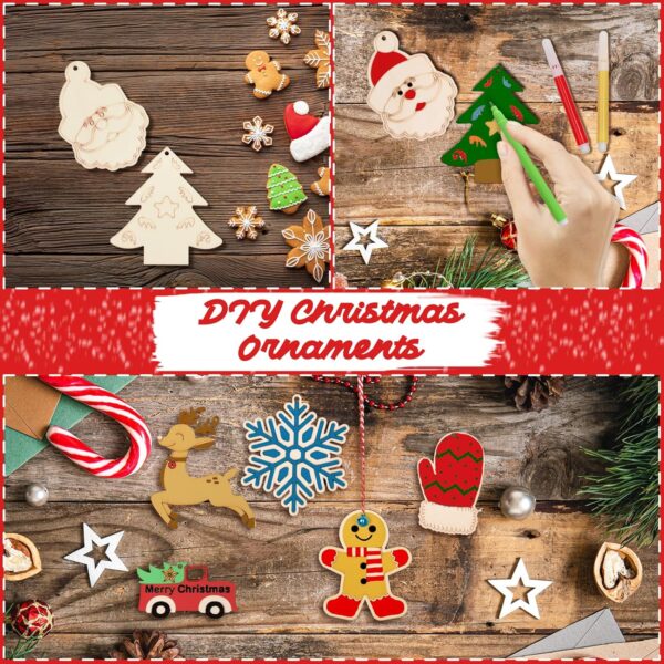 48Pcs Christmas Crafts for Kids Adults, DIY Wooden Christmas Ornaments 3