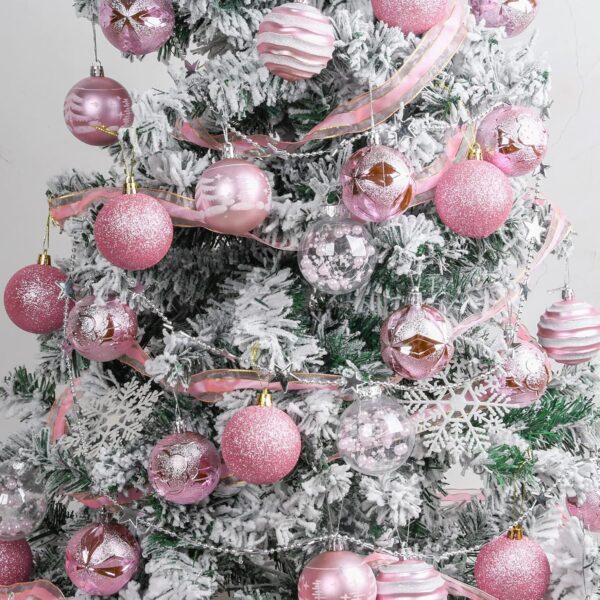 Christmas Tree Ornaments Pink: Christmas Decorations Shatterproof Xmas Balls 2