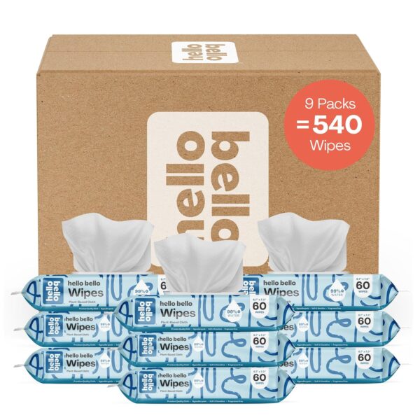 Extra Gentle Unscented Baby Wipes - Plant Based - Made with 99% Water and Aloe for Babies and Kids - 60 Count (Pack of 9) 1