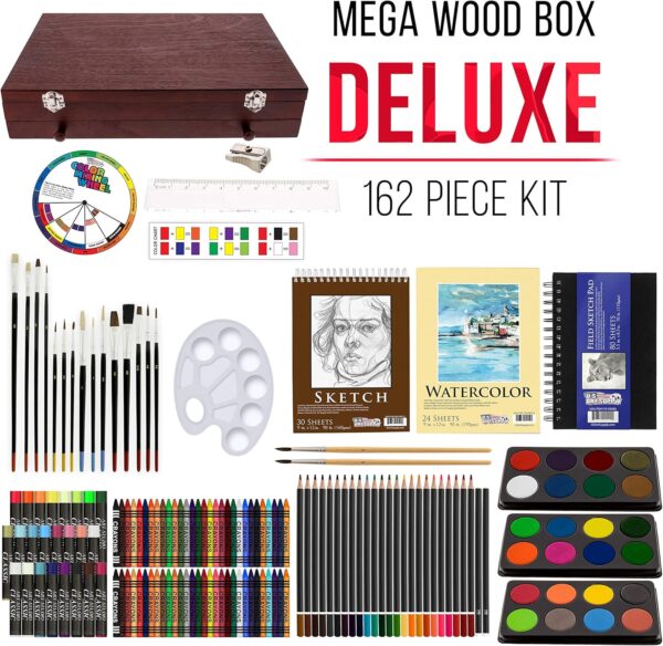 162-Piece Deluxe Mega Wood Box Art Painting and Drawing Set 2