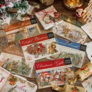 Christmas Stickers Gold foil Santa Claus Snowman Set(180 Pcs with 6 Themes)