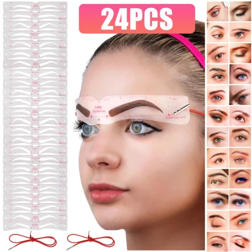 s-l1600 24Pcs Styles Eyebrow Shaping Stencils Grooming Shaper Template Makeup Tool Kit
